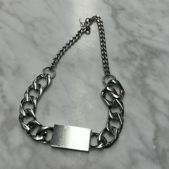 Shopbop Silver Chunky Chain Choker Nameplate Necklace Small Version
